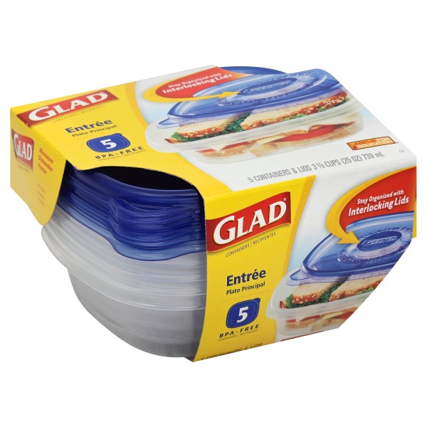 Glad Gladware Entree Plastic Square Containers with Lids, 25 Ounce