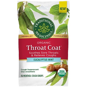 Traditional Medicinals Organic Throat Coat Eucalyptus Mint Lozenges