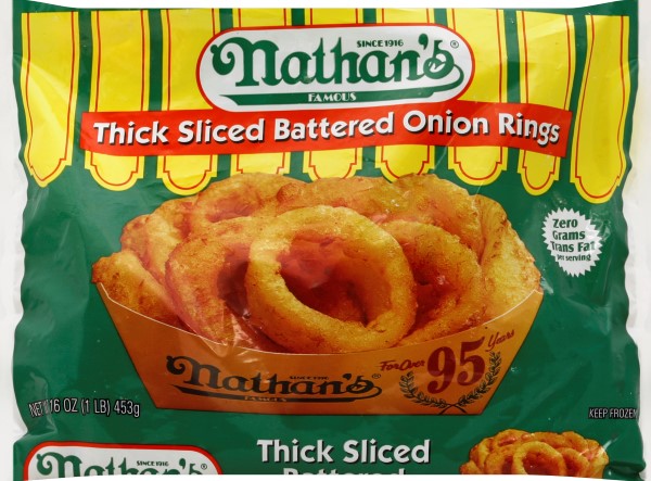 Nathan's Famous Thick Sliced Battered Onion Rings, 16 oz