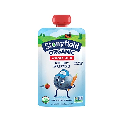 Stonyfield Organic Whole Milk Blueberry Apple Carrot Yogurt Pouch