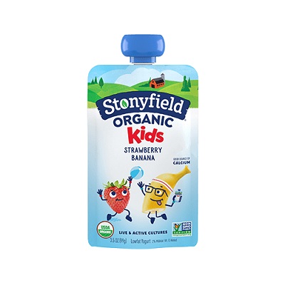 Stonyfield Organic Kids Low Fat Strawberry Banana Yogurt Pouch