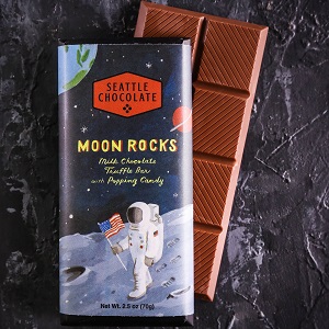 Seattle Chocolate Moon Rocks Milk Chocolate Truffle Bar with Popping Rocks